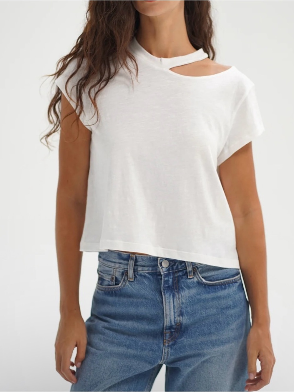 LNA White Sleeveless V-Notch Tank